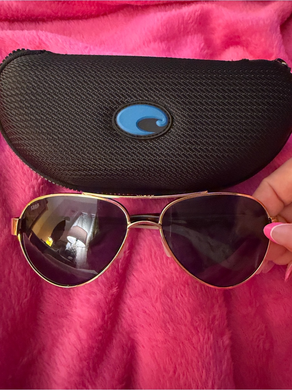 Costa Gold Frame Aviator Sunglasses with Black Lenses - Costa